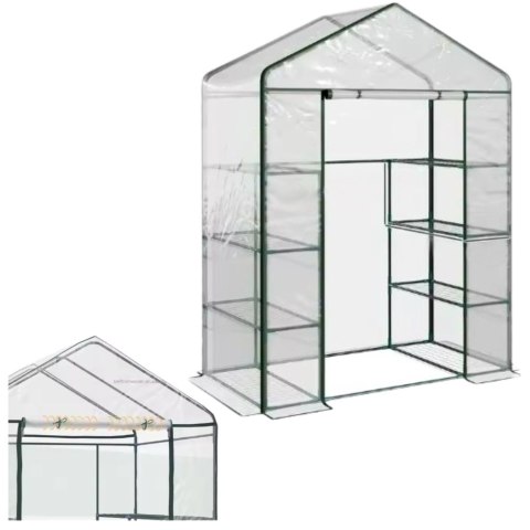 LEAN Mini Szklarnia Balkonowa Ogrodowa 4 Półki Metalowe Folia PVC 195 x 143 x 73cm LEAN Mini Szklarnia Balkonowa Ogrodowa 4 Półki Metalowe Folia PVC 195 x 143 x 73cm