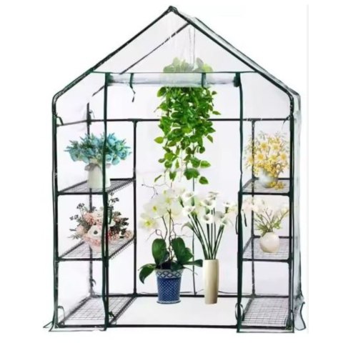 LEAN Mini Szklarnia Balkonowa Ogrodowa 4 Półki Metalowe Folia PVC 195 x 143 x 73cm LEAN Mini Szklarnia Balkonowa Ogrodowa 4 Półki Metalowe Folia PVC 195 x 143 x 73cm