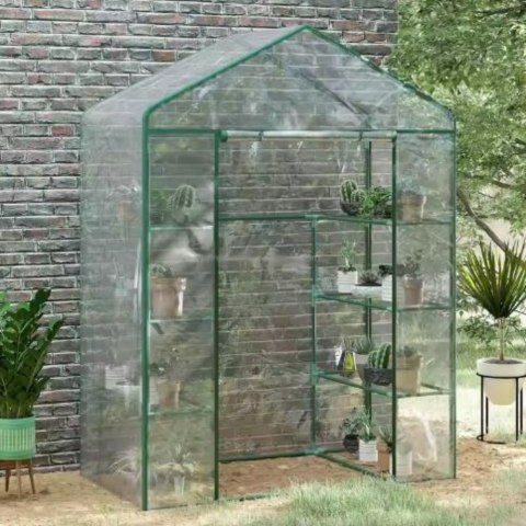 LEAN Mini Szklarnia Balkonowa Ogrodowa 4 Półki Metalowe Folia PVC 195 x 143 x 73cm LEAN Mini Szklarnia Balkonowa Ogrodowa 4 Półki Metalowe Folia PVC 195 x 143 x 73cm