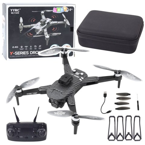 LEAN Toys Dron Y329 Kamera HD WIFI Światła LED Aplikacja Czarny Karbonowy LEAN Toys Dron Y329 Kamera HD WIFI Światła LED Aplikacja Czarny Karbonowy