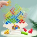 LEAN Toys Gra Zręcznościowa Balansująca Wieża Tetris 48 Klocków 22 Karty Kolorowe