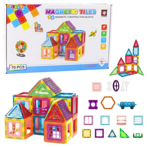 LEAN Toys Zestaw Klocki Mgnetyczne Konstrukcyjne Edukacyjne Kolorowe 70el LEAN Toys Zestaw Klocki Mgnetyczne Konstrukcyjne Edukacyjne Kolorowe 70el