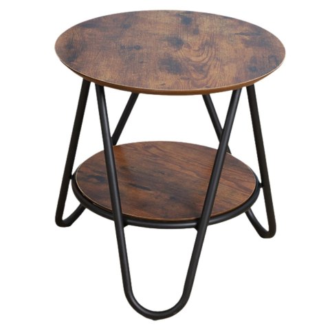 LEAN Okrągły Stolik Kawowy Z Dodatkową Półką Industrialny Vintage 40x42cm LEAN Okrągły Stolik Kawowy Z Dodatkową Półką Industrialny Vintage 40x42cm