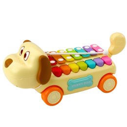 LEAN Toys Jeżdżący Piesek Cymbałki Ruchome Uszy Ogon Pałeczka Na Sznurku