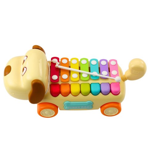 LEAN Toys Jeżdżący Piesek Cymbałki Ruchome Uszy Ogon Pałeczka Na Sznurku LEAN Toys Jeżdżący Piesek Cymbałki Ruchome Uszy Ogon Pałeczka Na Sznurku
