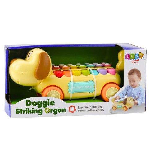 LEAN Toys Jeżdżący Piesek Cymbałki Ruchome Uszy Ogon Pałeczka Na Sznurku LEAN Toys Jeżdżący Piesek Cymbałki Ruchome Uszy Ogon Pałeczka Na Sznurku