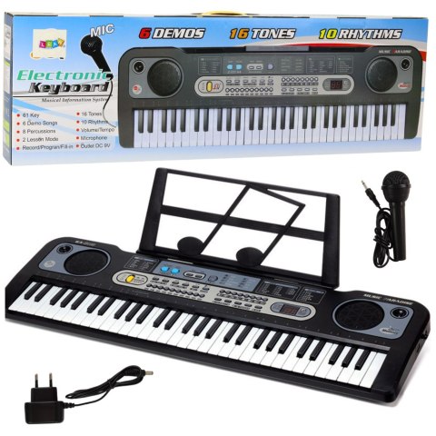 LEAN Toys Keyboard Elektryczny Mikrofon Stojak Na Nuty Nagrywanie Odtwarzanie LEAN Toys Keyboard Elektryczny Mikrofon Stojak Na Nuty Nagrywanie Odtwarzanie