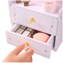 LEAN Toys Mini Toaletka Lusterko Do Makijażu Dwie Szuflady Uszy Drewniana Biała