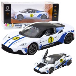 LEAN Toys Samochód Metalowy Sportowy Światła Dźwięki Napęd Biały 1:22