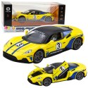 LEAN Toys Samochód Metalowy Sportowy Światła Dźwięki Napęd Żółty 1:22