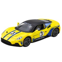 LEAN Toys Samochód Metalowy Sportowy Światła Dźwięki Napęd Żółty 1:22