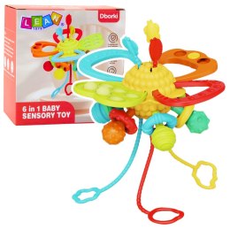 LEAN Toys Zabawka Sensoryczna 6w1 Gryzak Sznurki Do Przeciągania Pop-It Kolorowa