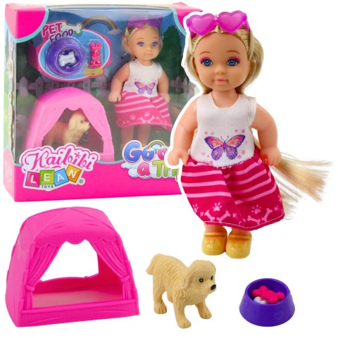 LEAN Toys Zestaw Mini Laleczka Z Pieskiem Namiotem I Akcesoriami LEAN Toys Zestaw Mini Laleczka Z Pieskiem Namiotem I Akcesoriami