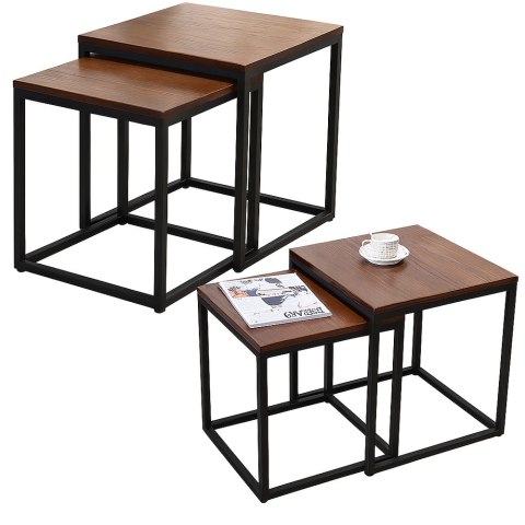 LEAN Zestaw Kwadratowe Stoliki Kawowe 2w1 Ciemny Brąz 45x50cm 40x45cm LEAN Zestaw Kwadratowe Stoliki Kawowe 2w1 Ciemny Brąz 45x50cm 40x45cm