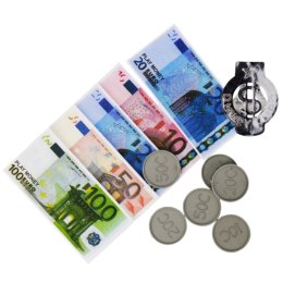 LEAN Zestaw Pieniądze Zabawkowe Euro Banknoty Monety Eurozawieszka