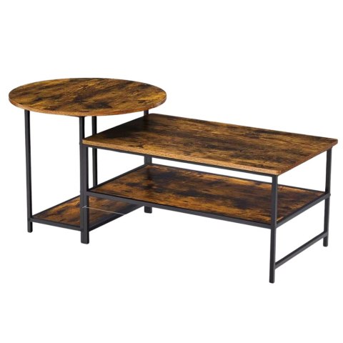 LEAN Zestaw Stolików Kawowych 2w1 Vintage Drewno Rustykalne 123x60x51cm LEAN Zestaw Stolików Kawowych 2w1 Vintage Drewno Rustykalne 123x60x51cm