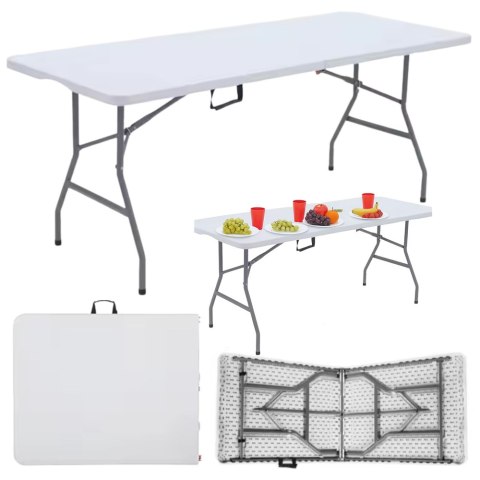 LEAN Stół Składany Z Blokadą Cateringowy Bankietowy Stolik Biały 180 x 74 cm LEAN Stół Składany Z Blokadą Cateringowy Bankietowy Stolik Biały 180 x 74 cm