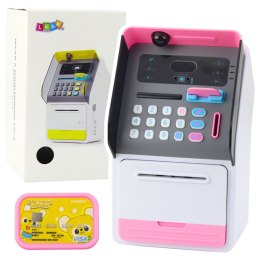 LEAN Toys Bankomat Sejf Skarbonka Kod PIN Karta Bankomatowa Różowy