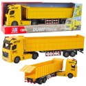 LEAN Toys Ciężarówka Transportowa Podnoszona Naczepa Światła Dźwięki Żółta