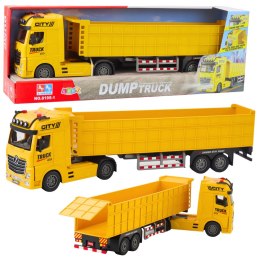 LEAN Toys Ciężarówka Transportowa Podnoszona Naczepa Światła Dźwięki Żółta