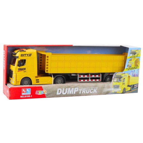 LEAN Toys Ciężarówka Transportowa Podnoszona Naczepa Światła Dźwięki Żółta LEAN Toys Ciężarówka Transportowa Podnoszona Naczepa Światła Dźwięki Żółta