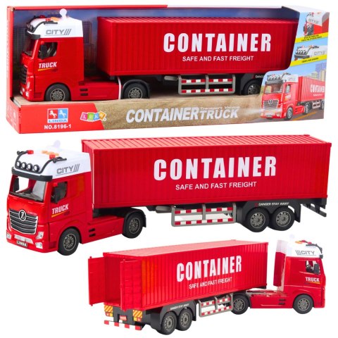 LEAN Toys Ciężarówka Transportowa Z Kontenerem Światła Dźwięki Czerwona LEAN Toys Ciężarówka Transportowa Z Kontenerem Światła Dźwięki Czerwona