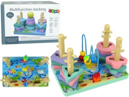 LEAN Toys Drewniane Klocki Sorter Morski Świat Koraliki Edukacyjne