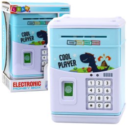 LEAN Toys Elektroniczny Sejf Bankomat Skarbonka Na PIN Dla Dzieci Dinozaur Niebieski