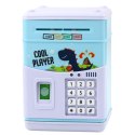 LEAN Toys Elektroniczny Sejf Bankomat Skarbonka Na PIN Dla Dzieci Dinozaur Niebieski