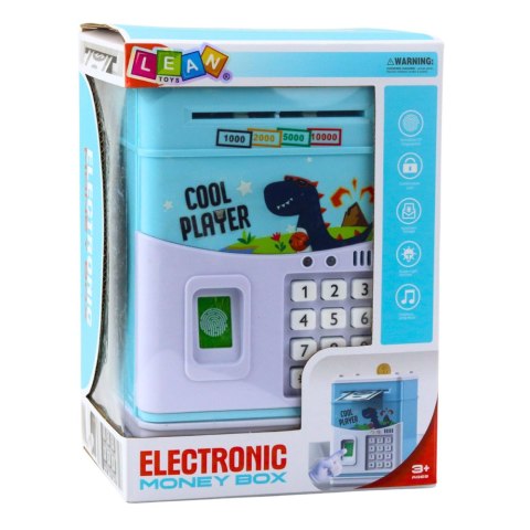 LEAN Toys Elektroniczny Sejf Bankomat Skarbonka Na PIN Dla Dzieci Dinozaur Niebieski LEAN Toys Elektroniczny Sejf Bankomat Skarbonka Na PIN Dla Dzieci Dinozaur Niebieski