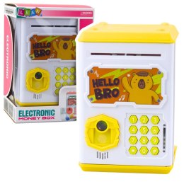 LEAN Toys Elektroniczny Sejf Bankomat Skarbonka Na PIN Dla Dzieci Kapibara Żółty
