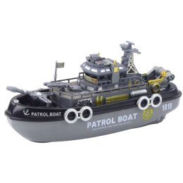 LEAN Toys Łódź Patrolowa Światła Dźwięki Natrysk Wodny Ruchome Elementy