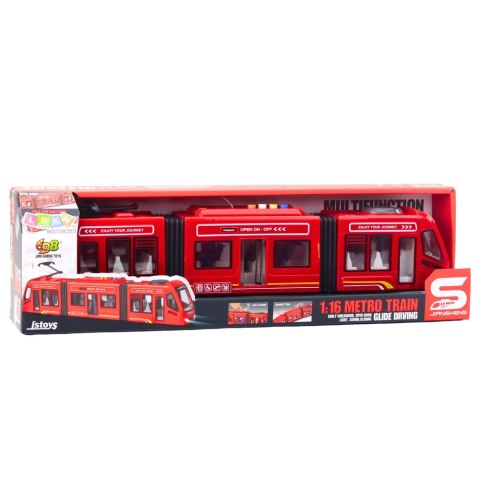 LEAN Toys Metro Miejskie Otwierane Drzwi Światła Dźwięki Czerwone 1:16 LEAN Toys Metro Miejskie Otwierane Drzwi Światła Dźwięki Czerwone 1:16