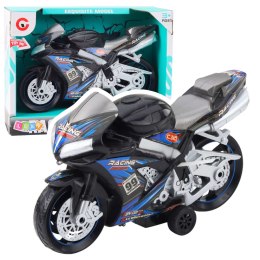 LEAN Toys Motor Wyścigowy Ścigacz Napęd Światła Dźwięki Czarno-Niebieski