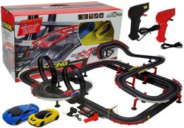 LEAN Toys Tor Wyścigowy z Samochodzikami 2 Autka 1420 cm Turbo 1:43 Kontrolery