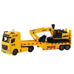 LEAN Toys Zestaw Ciężarówka Laweta Koparka Gąsienicowa Światła Dźwięki Żółta