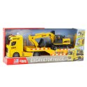 LEAN Toys Zestaw Ciężarówka Laweta Koparka Gąsienicowa Światła Dźwięki Żółta