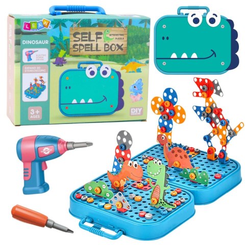 LEAN Toys Zestaw Do Skręcania DIY Walizka Układanka Dinozaury Klocki Wkrętarka 228el. LEAN Toys Zestaw Do Skręcania DIY Walizka Układanka Dinozaury Klocki Wkrętarka 228el.
