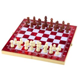LEAN Toys Zestaw Drewniana Gra 3W1 Szachy Tryktrak Warcaby Składana Plansza 30x30cm