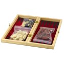 LEAN Toys Zestaw Drewniana Gra 3W1 Szachy Tryktrak Warcaby Składana Plansza 30x30cm