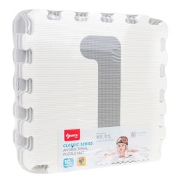 Mata biało-szara 96 cm x 96 cm z 9 Puzzli dla dzieci 10m+ Wyjmowane cyfry litery + Pianka EVA + Powłoka antybakteryjna Ag+